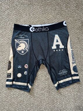 ethika Navy and Cream Army Collegiate Graphic Boxer Briefs